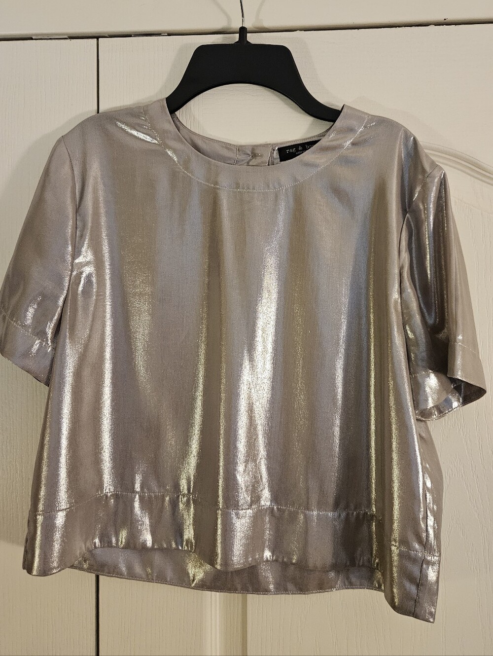 rag & bone Gia Cropped T-shirt In Metallic